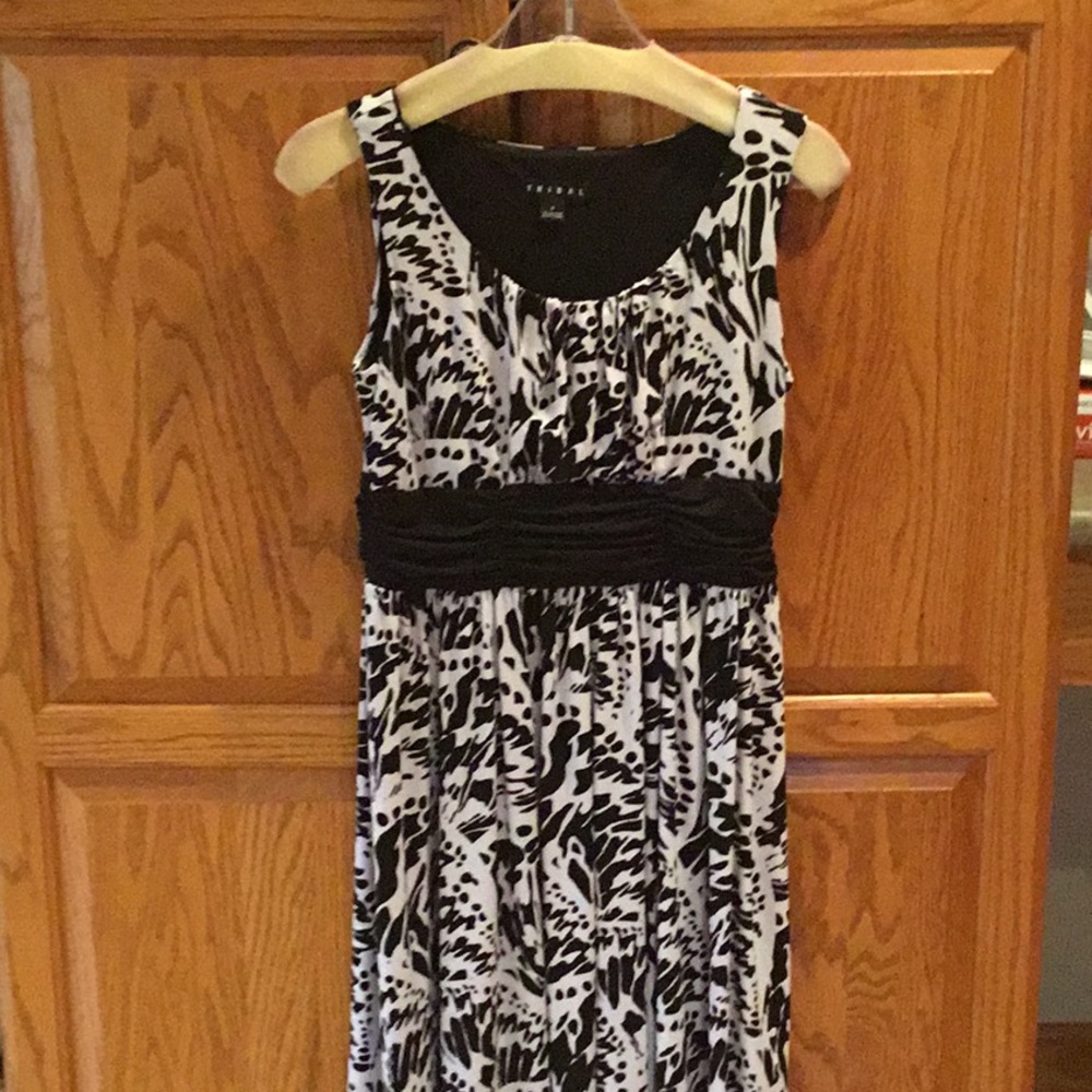 Tribal, black and white dress